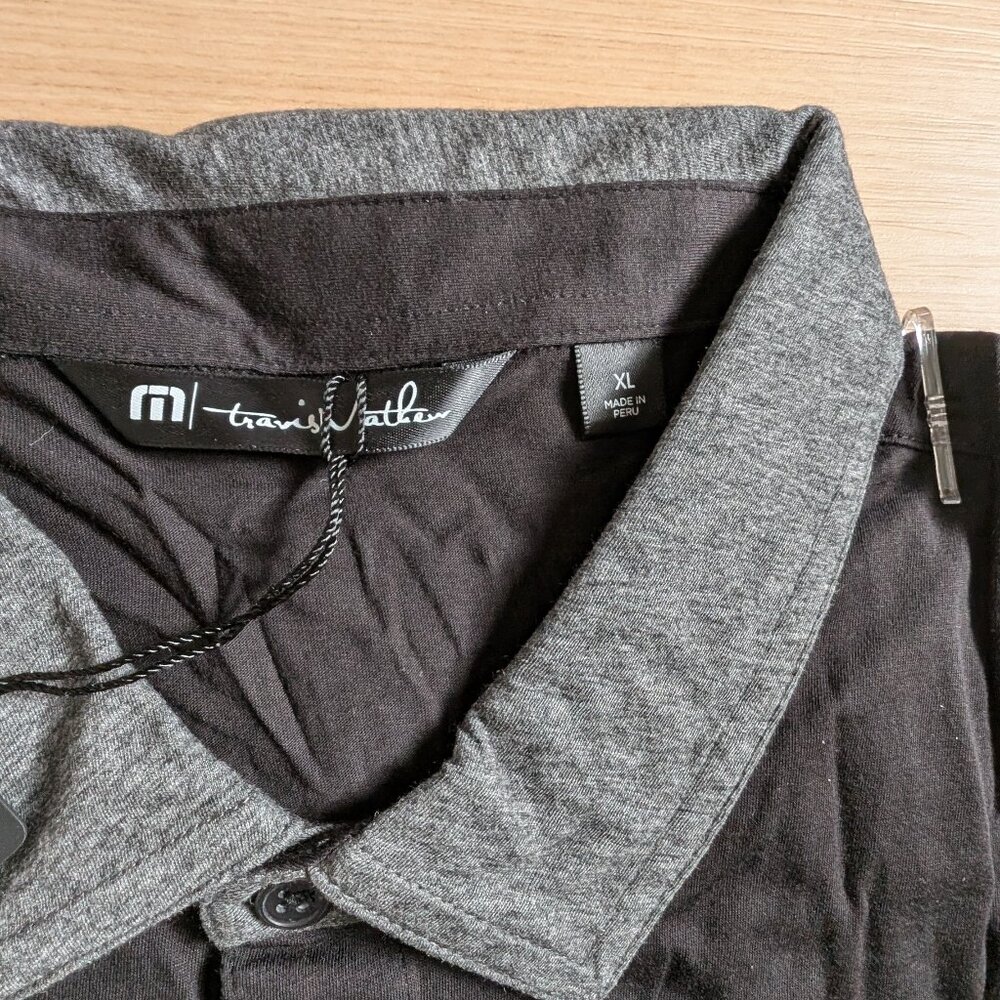 NWT TravisMathew “Rupert” Polo – black with grey collar – XL - Picture 4 of 6